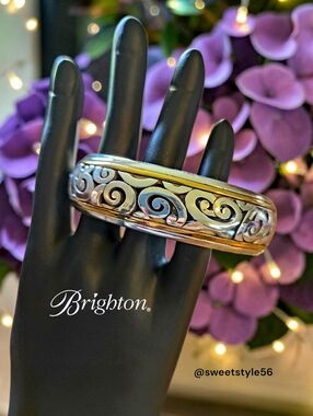 BRIGHTON "Spin Master" Silver and Gold Hinged Bracelet